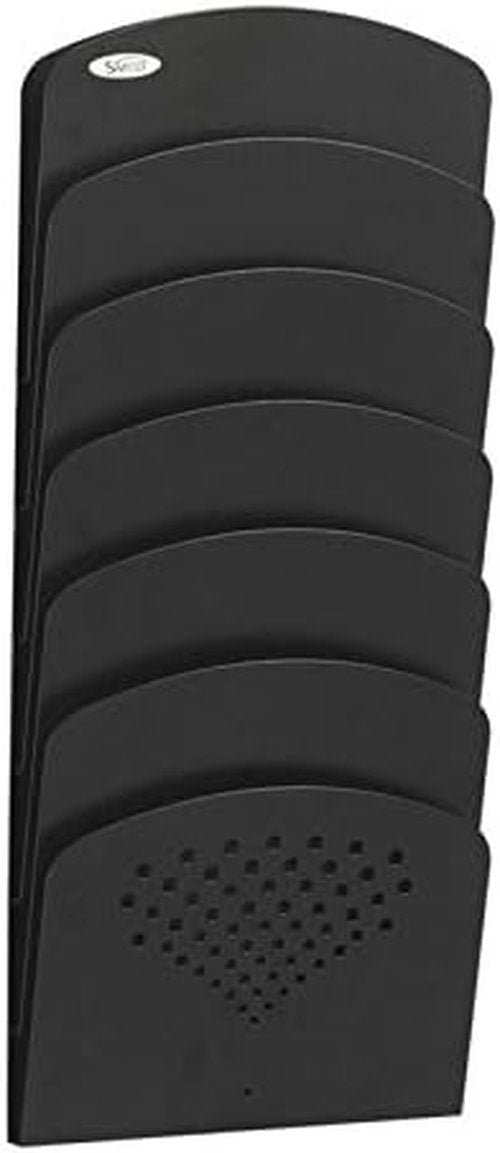 Safco Wall Mounted Literature Organizer - 7 Pocket Steel Rack for Documents & Magazines, Black