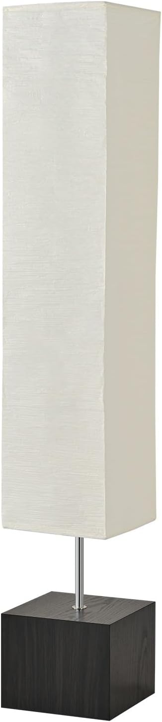 Column Floor Lamp – Natural Wood Base&Rice Paper, Japanese lamp,with Square Base for Living Room,Office, Kids Room, Reading, Home Decor, Off White, 58"