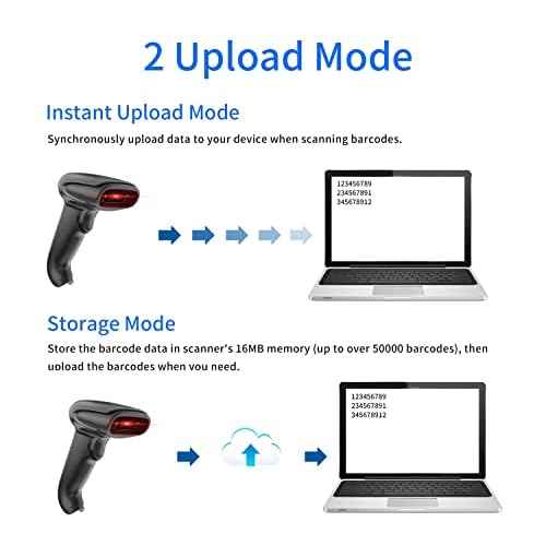 Bluetooth Barcode Scanner with Stand,Alacrity 1D Hands-Free Automatic Scanning 3-in-1 Connections Bluetooth&USB Wired&2.4GHz Wireless Barcode Reader,Work with Windows,Mac,Android,Linux,iOS