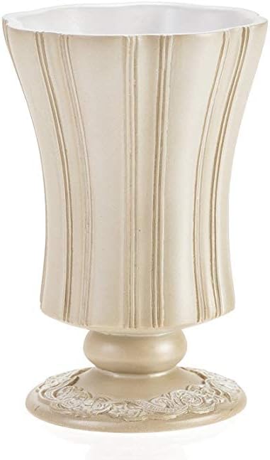 Creative Scents Victoria Beige Bathroom Accessories Set - Decorative Bathroom Accessory Set - 4 Piece Bathroom Set Features: Soap Dispenser, Toothbrush Holder, Tumbler, and Soap Dish