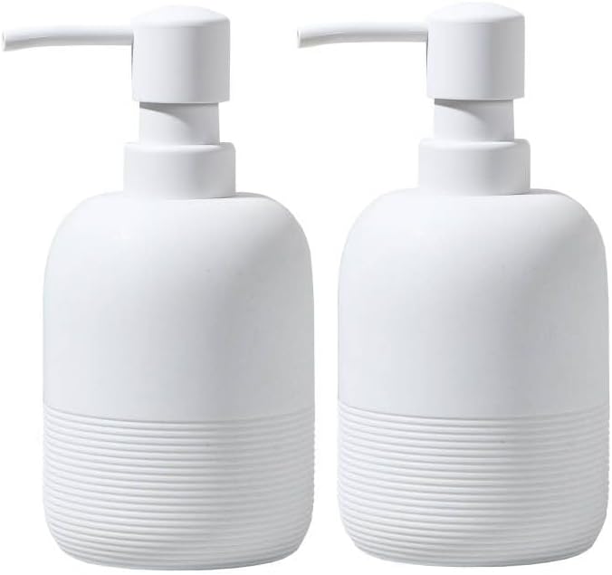 GalDal White Soap Lotion Dispenser with A Spare Pump,Liquid Hand Soap Dispenser Sets for Bathroom Countertop,2pcs/Set Soap Dispenser for Kitchen