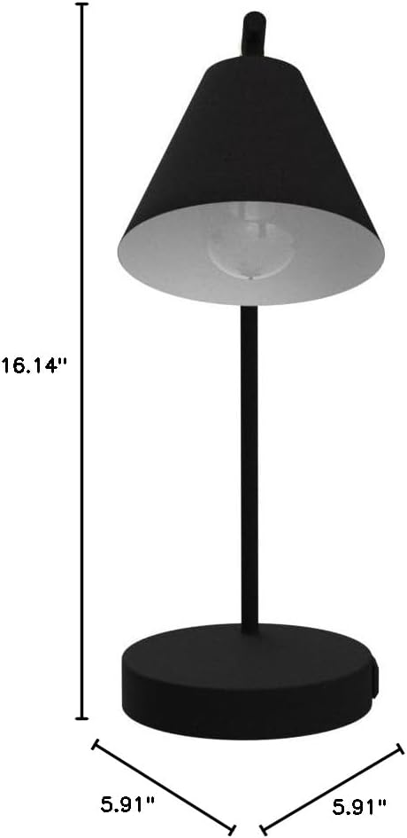 Skiennix Industrial Dimmable Desk Lamp - Touch Control with 2 USB Ports & AC Outlet | Black Metal Finish