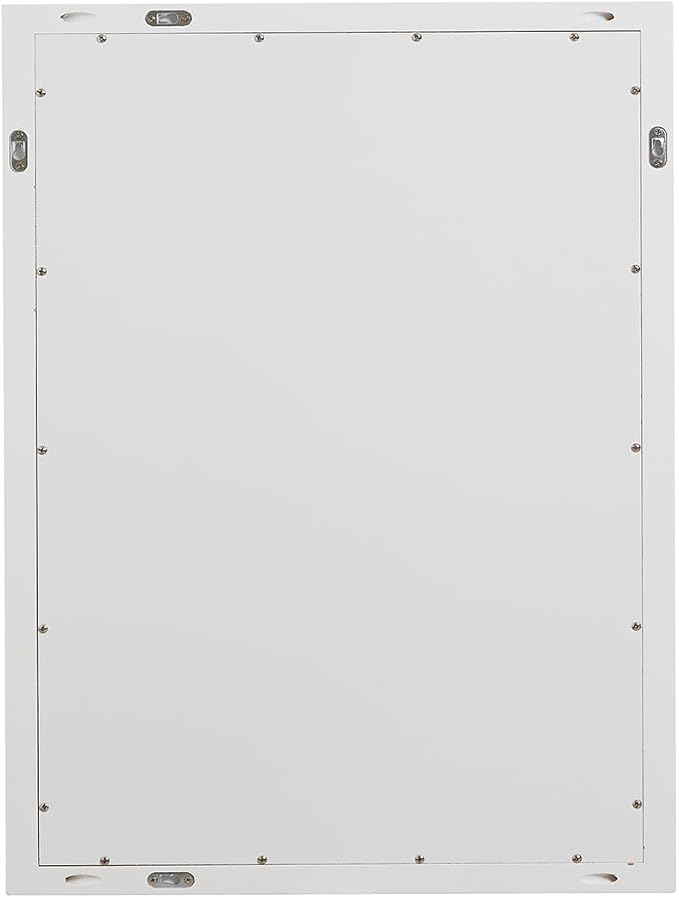 ARIEL Rectangular Wooden Mirror 24" x 32" in White, Flexible Horizontal/Vertical Hanging for Bathroom, Vanity, Entryway & Living Room Decor, Farmhouse Style