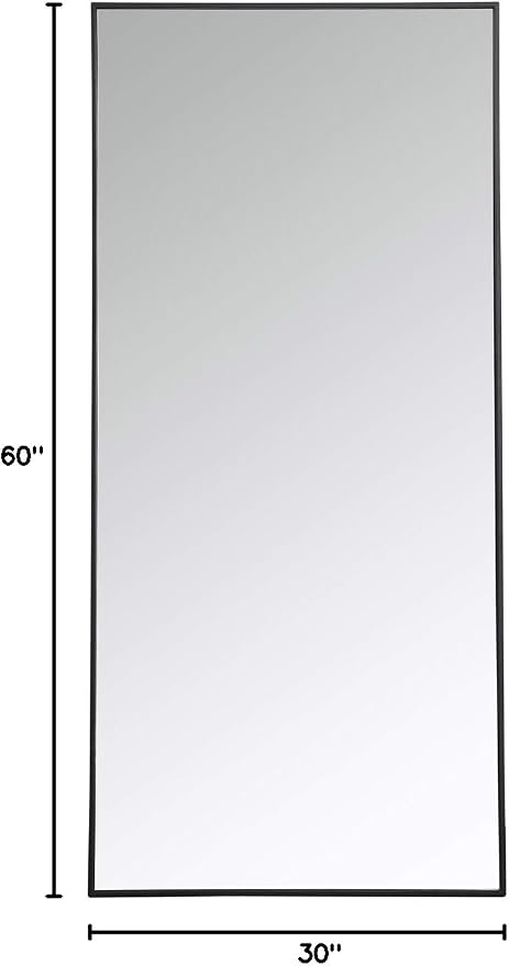 Elegant Decor Eternity 60" x 30" Contemporary Metal Frame Mirror in Black