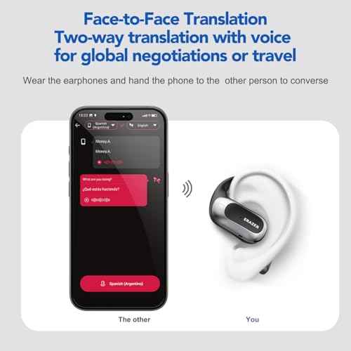 ERAZER X5 AI Language Translation Earbuds Real Time 135 Language Translator Earbuds 4-in-1 Translation Headphones Translating Device Fit iOS & Android Open Ear Ear buds for Travel Business Learning