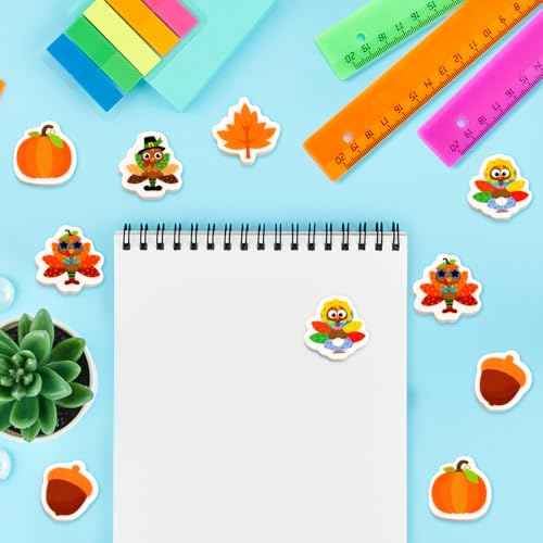 Ceiba Tree 60Pcs Thanksgiving Mini Erasers for Kids Bulk Turkey Maple Leaf Pumpkin Acorn Pencil Erasers Stationery for Student Classroom Prizes Homework Rewards School Supplies Fall Party Favors