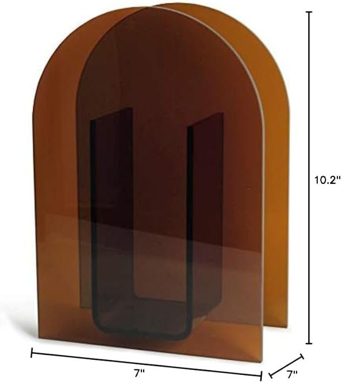 Acrylic Vase Modern Arch Shape Vase for Wedding Party Flowers Centerpieces Home Office Decor (Brown)