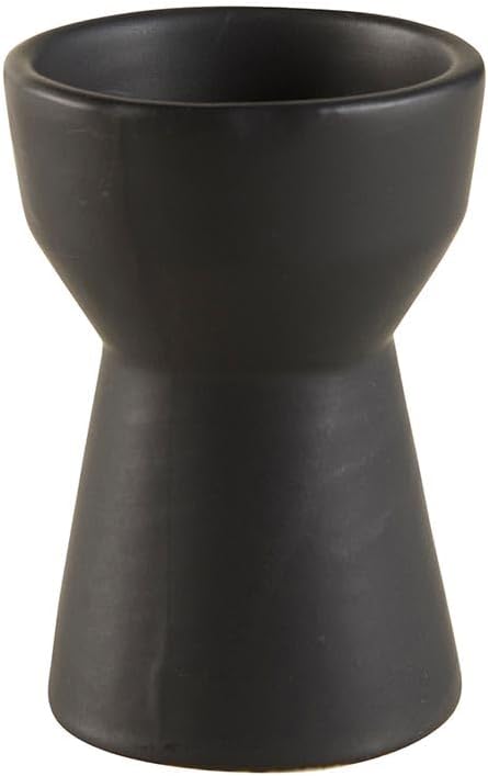 47th & Main Modern Candleholder Ceramic Pedestal Candle Holder, 3.5" Tall, Matte Black