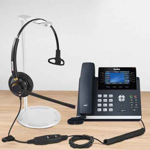Arama Yealink Phone Headset with Mute Switch, RJ9 Office Telephone Headsets with Mic Noise Cancelling Compatible with Yealink VoIP Phone T21P T42S T46S T48S T27G T53W T54W Grandstream Snom (A800Y2)