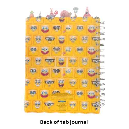 Nickelodeon Spongebob Squarepants Tab Journal Notebook, Spiral Bound, 144 Lined Pages, 8 x 7 inches