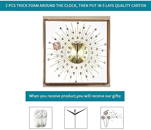 Large Wall Clocks for Living Room Decor Big Silent Wall Clock Battery Operated Non-Ticking for Bedroom Kitchen Home Decorative 24 Inch Gold Round Crystal Metal Wall Watch for Office Indoor