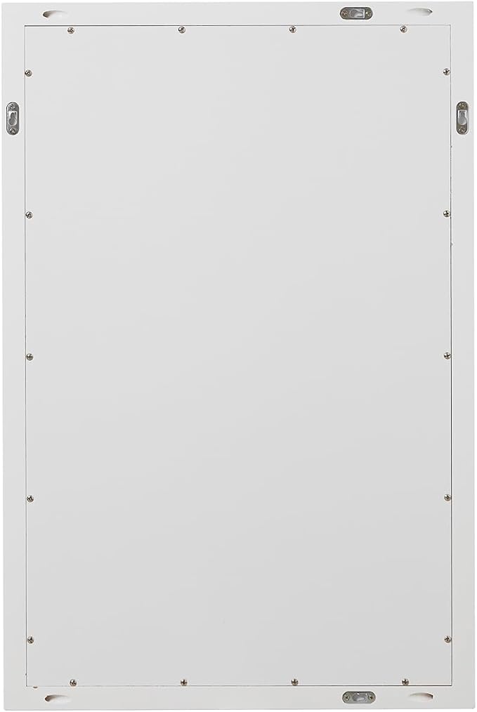 ARIEL Rectangular Wooden Mirror 24" x 36" in White, Flexible Horizontal/Vertical Hanging for Bathroom, Vanity, Entryway & Living Room Decor, Farmhouse Style