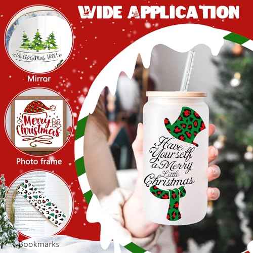 Christmas Permanent Adhesive Vinyl-12 Sheets 12'' x 10'' Leopard Pattern Self Adhesive Vinyl Water Proofing Permanent Vinyl for Mugs