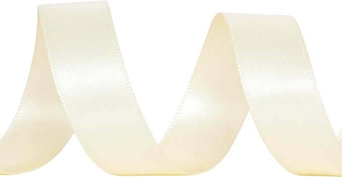 YAMA Ivory Double Faced Satin Ribbon, 1/2 Inch 25 Yards, Cream Ribbon for Gift Wrapping Crafts Hair Bows Wedding Party Decoration