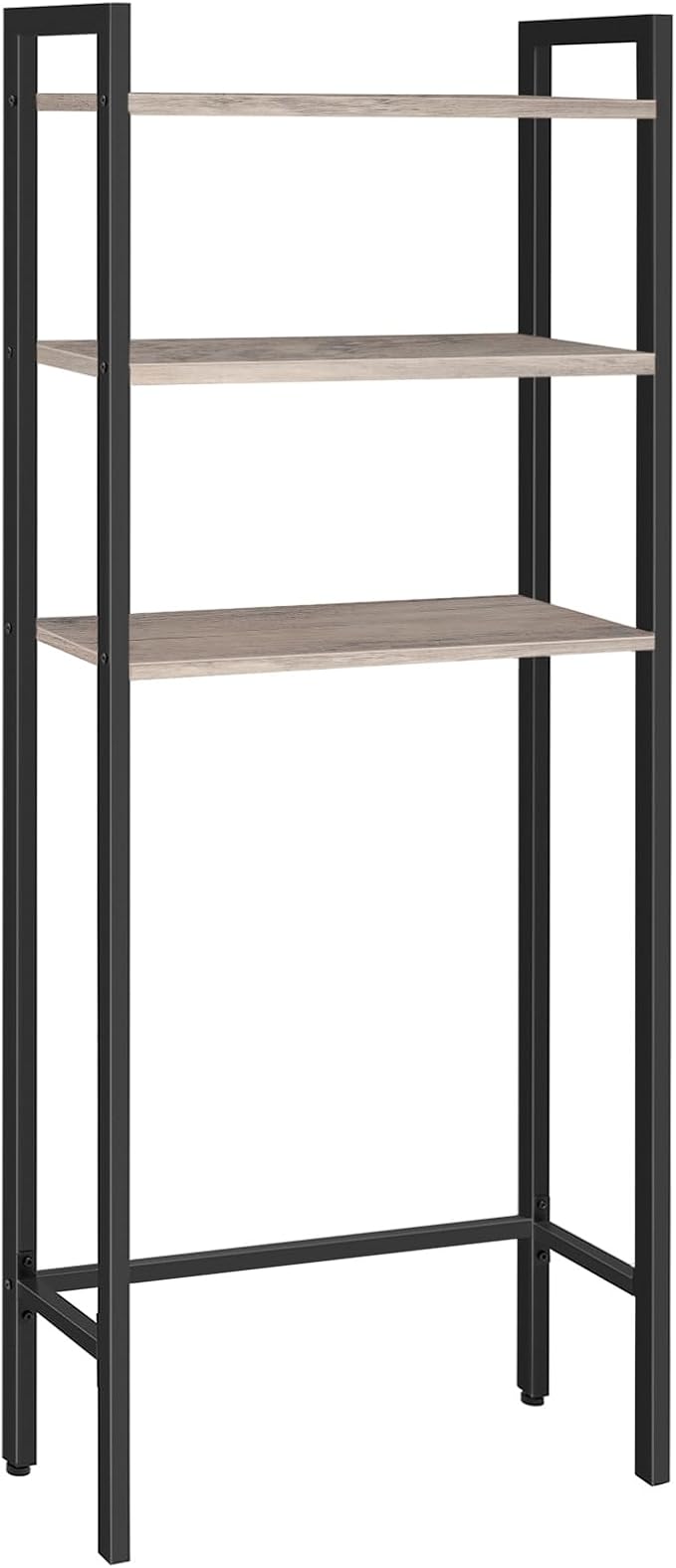 HOOBRO Over The Toilet Storage, 3-Tier Bathroom Organizer Shelf Over Toilet, Freestanding Bathroom Storage Shelves, Space Saver, Easy to Assemble for Room, Greige and Black BG41TS01