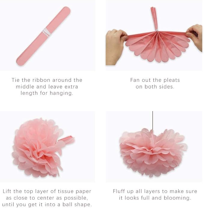 Tropical Flamingo Palm Leaves Party Decorations with Paper Fans Paper Lanterns Pom Poms Flowers for Birthday Bridal & Baby Shower Bachelorette Hawaiian Beach Pool Summer (Green)