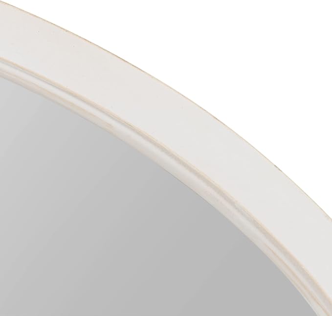 Kate and Laurel Hogan Farmhouse Oval Wall Mirror; 24 x 36; Rustic White; Sophisticated Coastal Mirror for Wall