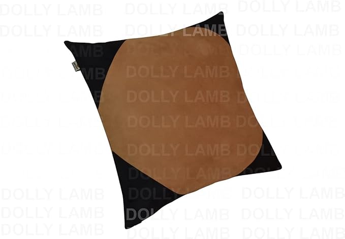 D DOLLY LAMB Lambskin Leather Pillow Cover - Sofa Cushion Case - Decorative Throw Covers for Living Room & Bedroom, 16x16 Inches - Black & Brown(01) Pack of 1