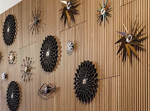 SHISEDECO Mid Century Art Retro Design Painted Solid Wood Non Ticking Decorative Modern Silent Wall Clocks for Home, Kitchen, Living Room, Office etc. (Ball Clock in Natural)