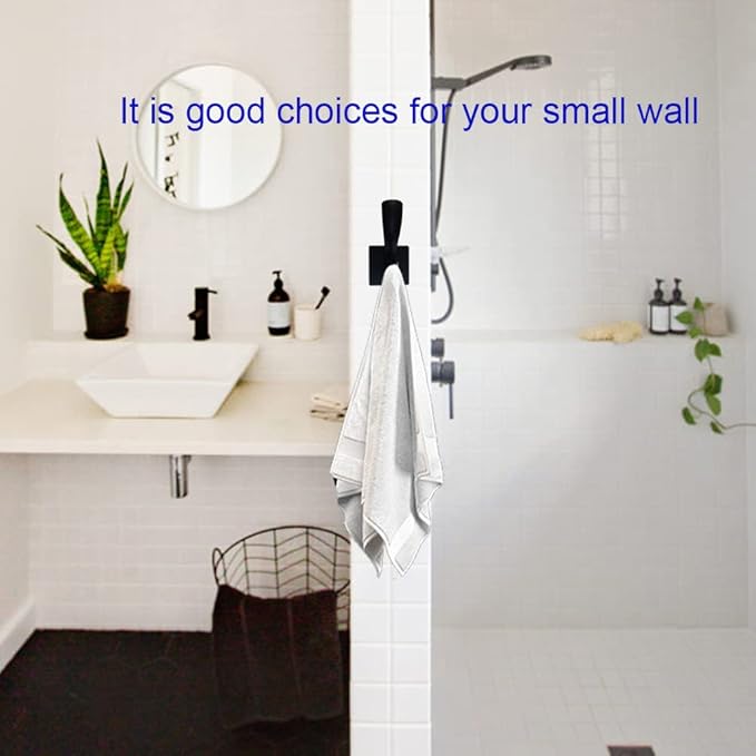 Black Coats Towels Hooks 6 Pack Towel Robe Clothes Coat Hooks,Heavy Duty Wall Mount Hooks for Bath Bedroom Kitchen Pool Garage Hotel (Black 6)