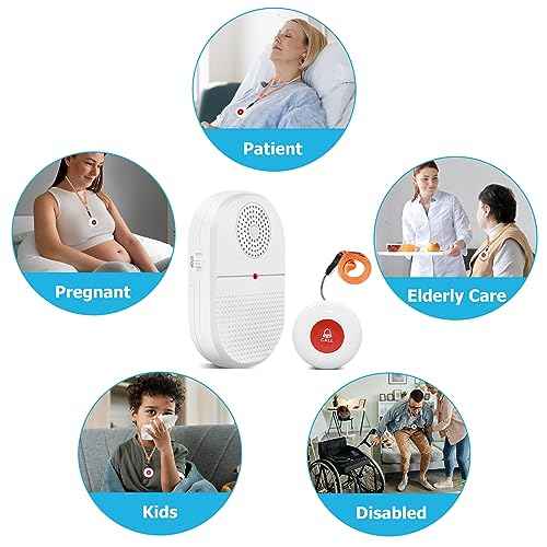 CallToU Caregiver Pager Call Button Elderly Wireless Call Button Vibration Pager Nurse Calling Alert System for Home Elderly Disabled Patient 2 Transmitters 1 Receiver