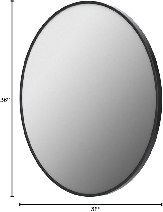 Antok 36 Inch Round Mirror for Wall, Round Bathroom Mirror, Circle Wall Mirrors with Black Metal Frame, Circle Mirrors Suitable for Wall, Bathroom, Vanity, Living Room, Entryway