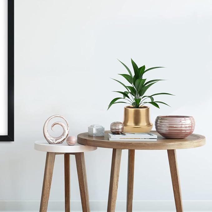 Gold Ceramic Planter Indoor Flower Pots Modern Decorative Large Plant Pot 7.1 inch Gold Brass Planter for All House Plants,Succulents,Flowers and Cactus