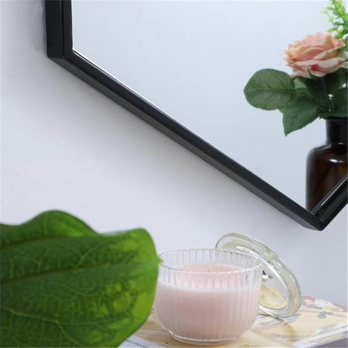 Elegant Decor Eternity 34" x 24" Hexagonal Metal Frame Mirror in Black