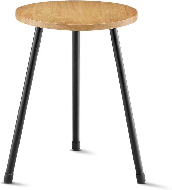 KINNARY Indoor Plant Stand, Mid Century Wood Plant Stand Plant Table for Flower Pots, Tall Metal Plant Holder, Modern Home Decor Small Round Side End Table (11.8"x16")