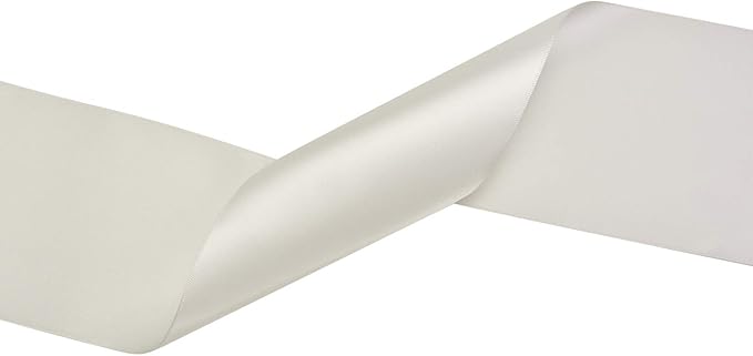 YAMA Double Face Satin Ribbon Roll - 4 inch Wide Solid Color Craft Ribbon, Great for Chair Sash,Making Bow, Sewing and Wedding Bouquet- 5 Yard/Spool, Silver