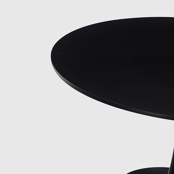 42" Tulip Table for 4-6 Persons Modern Round Dining Room Table, Mid-Century Modern Black Small Kitchen Table with MDF Wooden Top, Leisure Coffee Table for Living Room, Dining Room, Office