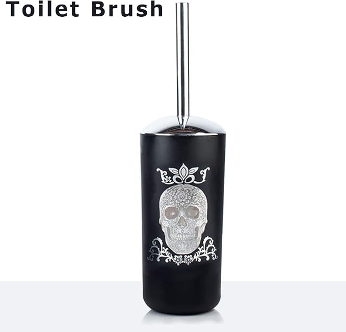 Halloween Bathroom Accessories Set 6 Piece Plastic Bathroom Ensemble Soap Dispenser Toothbrush Holder Tumbler Soap Dish Trash Can Toilet Brush Holder for Decorative Countertop Housewarming Gift(Black)