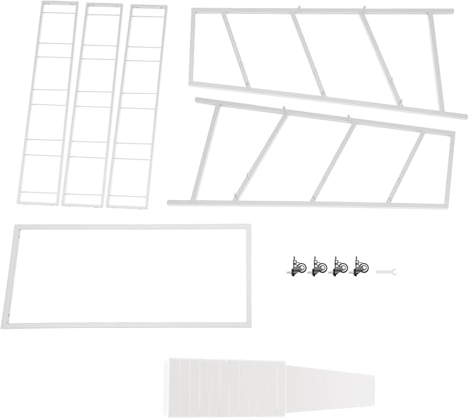 3-Layers Flower Display Stand Metal Plant Holder with 12PCS Buckets Moving Plant Cart Shelf Flower Shelf for Florist Garden Patio,3.28 * 1.84 * 4.04ft (White Frame With White Buckets)