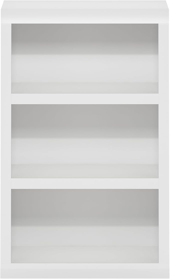 Furinno Rail Book Shelf, 3-Tier Bookshelf, Bookcase with Open Shelf, 10.1 x 24.6 x 39, for Living Room, Bedroom, Home Office, White