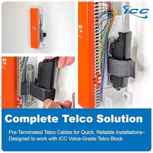 ICC Female to Male 25 Pair Telco Cable 5ft - Cat3 24AWG, 100% Solid Pure Copper, Gray Riser CMR Cable with 90 Degree 50 Pin Telco Connector for Voice and Low Data PBX Applications, 5 Feet