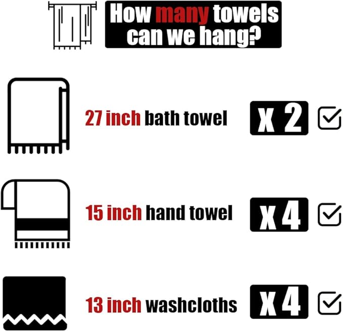 JQK Double Bath Towel Bar, Matte Black 30 Inch 304 Stainless Steel Thicken 0.8mm Towel Rack for Bathroom, Towel Holder Wall Mount, Useable Length 27 Inch, TB100L27-PB