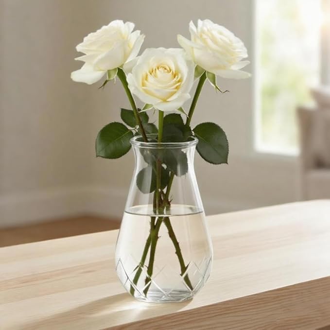 20 Pack Plastic Vases, 6 Inch Bulk Clear Acrylic Vase with Wrapping Ribbon, Small Plastic Vases for Centerpiece Flowers Home Wedding Party Decorations