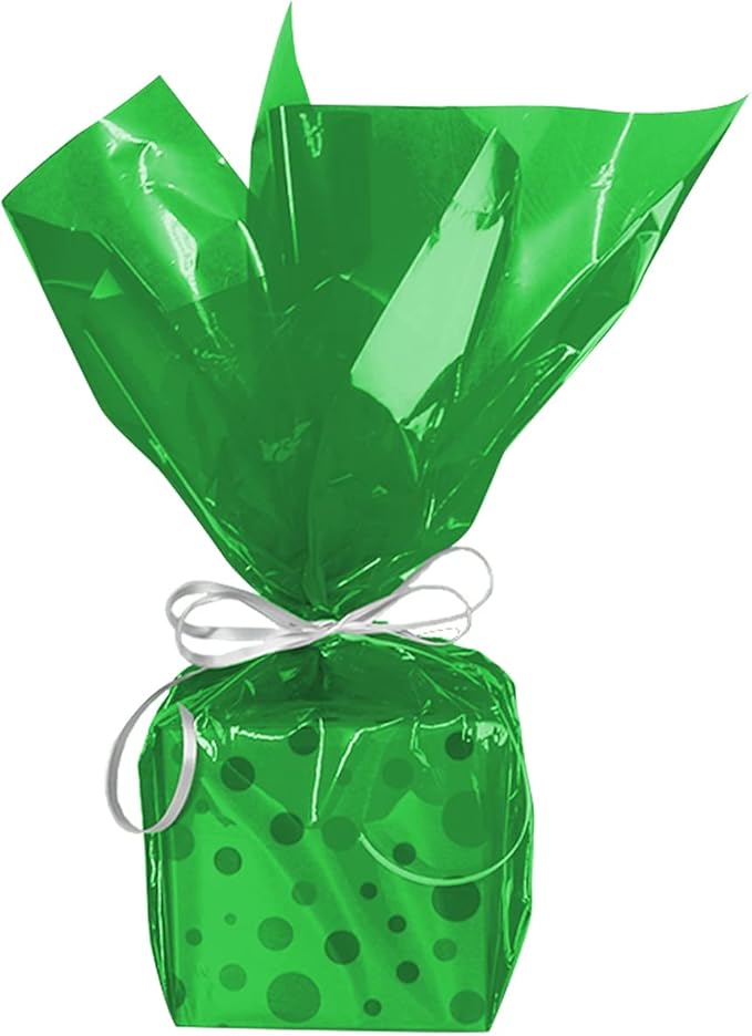 200 ft Green Cellophane Wrap Roll (16 In x 200 Feet) - 2.5 Mil Thick for Gift Baskets, Bouquets, Party Decorations