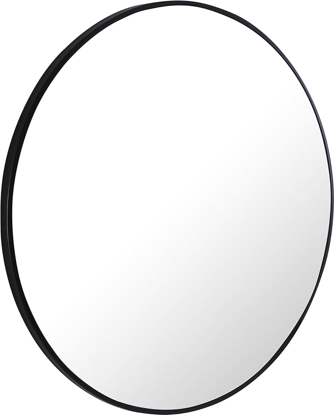 Elegant Decor Eternity 28" Round Metal Frame Mirror in Black
