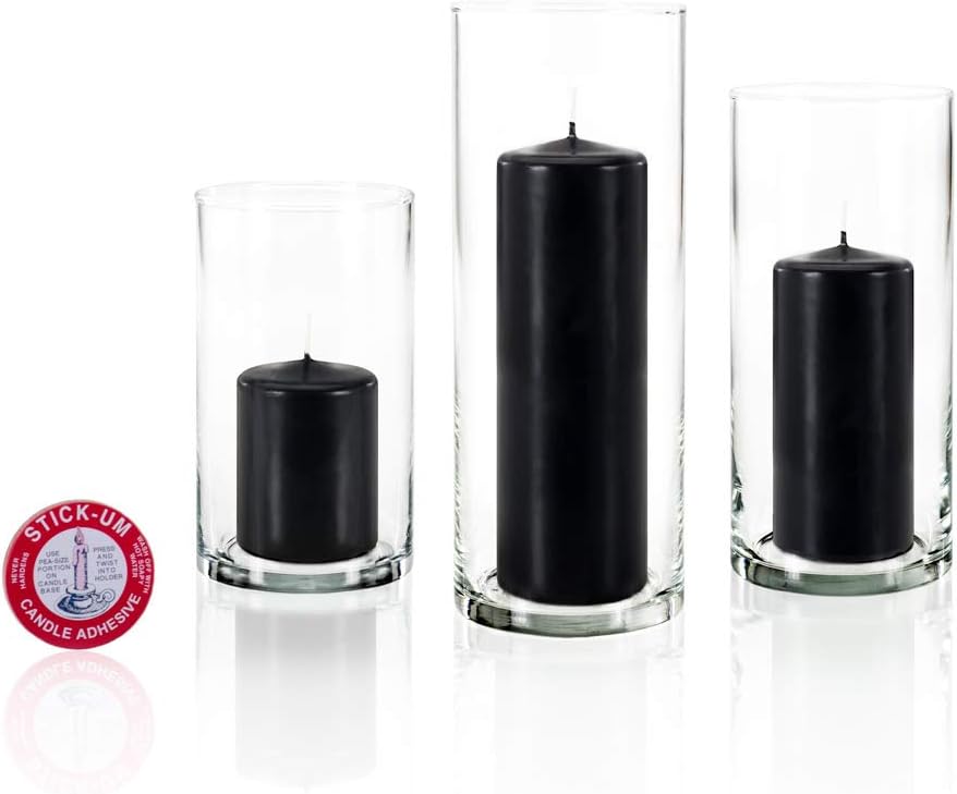 yummi Set of 36 Slim Pillars and Cylinder Vases - Black