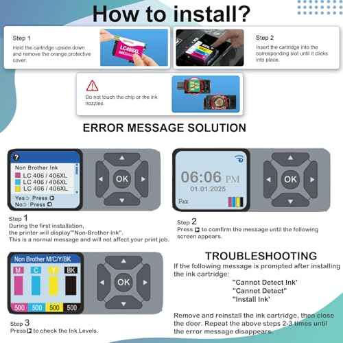 LC406 LC406XL Ink Cartridges Compatible for Brother lc406 LC 406 XL Ink cartridges Work for Brother MFC-J4335DW MFC-J5855DW MFC-J6555DW MFC-J4535DW MFC-J6955DW MFC-J4345DW Printer 4 Pack