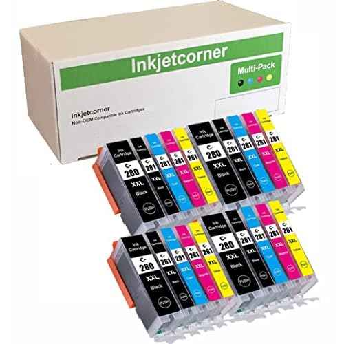 Inkjetcorner Compatible Ink Cartridges Replacement for PGI-280XXL CLI-281XXL PGI 280 XXL CLI 281 for use with TR8622a TR8620a TS9520a TS9521Ca TS702a TR8620 TR8622 TS6320 TR8520 (20-Pack)