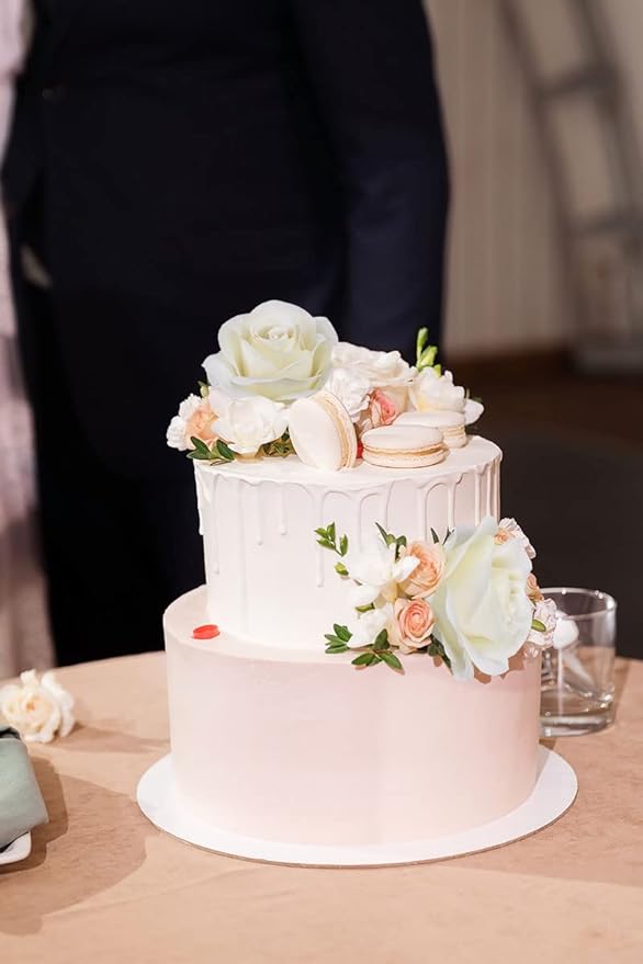 Artificial Rose Flower Artificial Flowers Flower with Long Stem Silk Roses Bouquet for Wedding Bridal Shower Party Home Decoration (Beige, 30 Pcs)