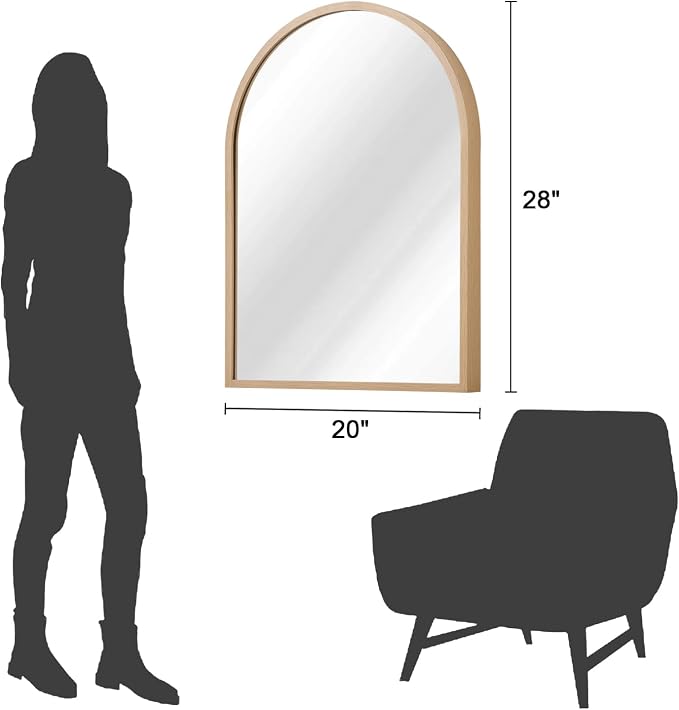 Arch Wall Mirror for Bathroom,Mirrors for Wall, Large 28"x20", Vanity Mirror for Bedroom Dresser, Entryway, Living Room, Aluminum Alloy Metal Frame
