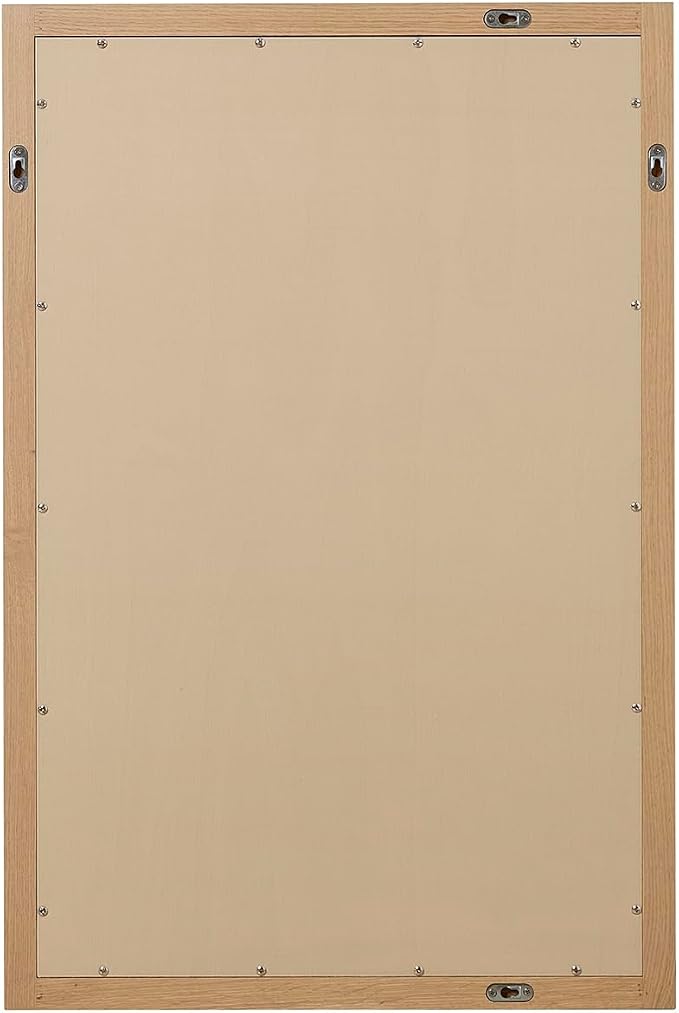 ARIEL Rectangular Wooden Mirror 24" x 36" in Natural Oak, Flexible Horizontal/Vertical Hanging for Bathroom, Vanity, Entryway & Living Room Decor, Farmhouse Style