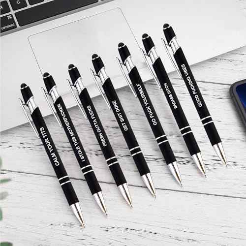 10pcs Fuck Pens Set, Swear Word Pens, Fun Pens for Adults, Funny Office Gifts, Smooth Writing Ballpoint Pens with Stylus Tips, Black Ink