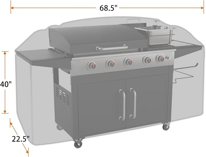 iCOVER Griddle Cover for Blackstone Rangetop Combo Griddles 600D Heavy Duty Waterproof Canvas, Fits Up to 68"