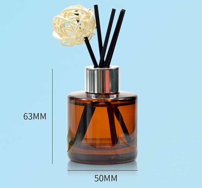 2 Pcs Empty Glass Aromatherapy Diffuser Bottles Essential Oils Containers Flower Bud Vases DIY Replacement Aromatherapy Diffuser Crafts Perfect for Home Fragrance Bathroom Decoration(Amber)