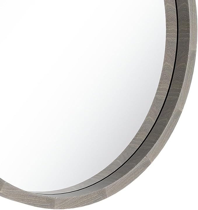 LYYYXGYP Round Wood Gray Mirror 30x30 Inch Modern Wall Mounted Mirror Wooden Frame Grey Circle Mirror for Bathroom