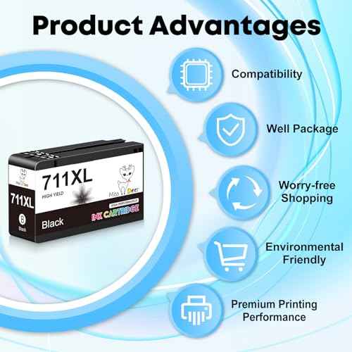 Miss Deer 711XL Black Ink Cartridge (CZ129A) for DesignJet T530, T525, T520, T130, T125, T120 & T100 Large Format Plotter Printers,38-ml,3 Pack